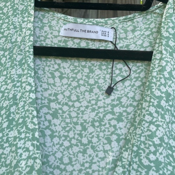 Faithfull the Brand Rayon Midi Dress Green Floral Size 4 NWOT - Picture 7 of 10